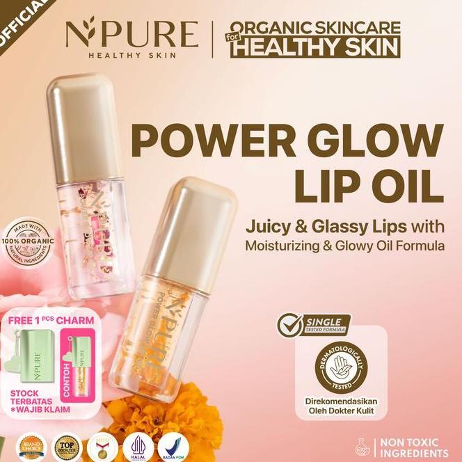 Npure Power Glow Lip Oil Lip Care Lip Serum Melembapkan Bi Menutrisi Bi Mencerahkan Bi Hyaluronic Ac