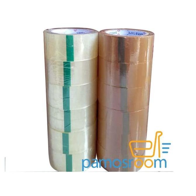 Flestrik- Yatta Tape Lakban Yatta Bening Dan Coklat 45Mm 72 Yard 50 Mic Bukan Daimaru 1 Dus 72 Roll