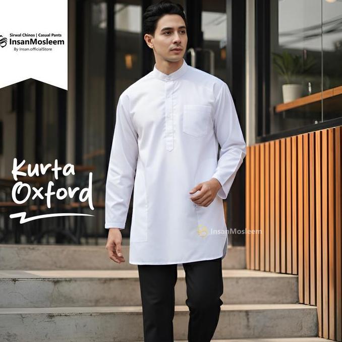 Wekup Koko Putih Polos Kurta Lengan Panjang Oxford Premium Insanmosleem