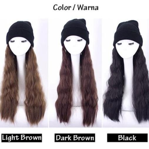 Capelli- Wig Topi Kupluk Fashion Wanita Panjang Bergelombang Berkualitas Beauty Hair Natural Looking