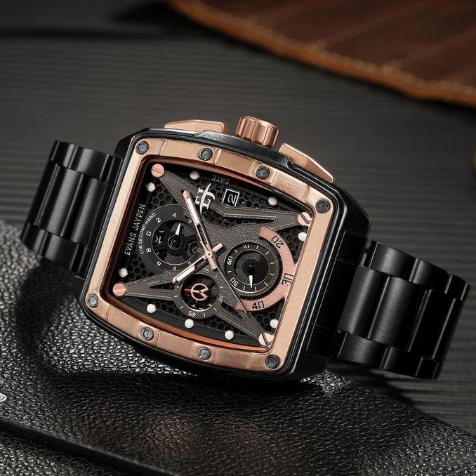Cloknlok- Evans Jayden Jam Tangan Pria 9624 Rantai Stainless Steel Chronograph Kaca Sapphire Water R