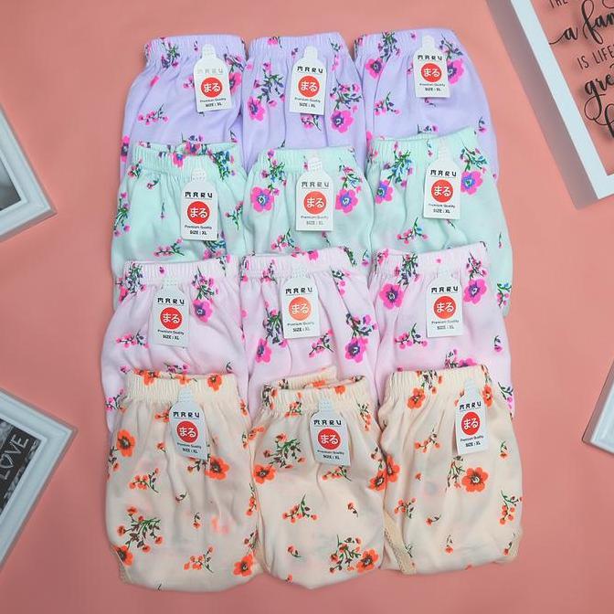 Wagee- Maru Catalog | 6 Pcs & 12 Pcs Celana Dalam Wanita Lusinan Jumbo Bumil Motif Bunga Polkadot & 