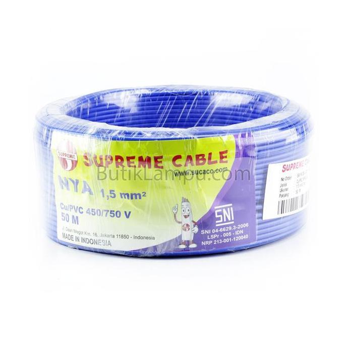 Kabel Listrik Tunggal 1.5mm Supreme NYA Biru (Roll 50M)