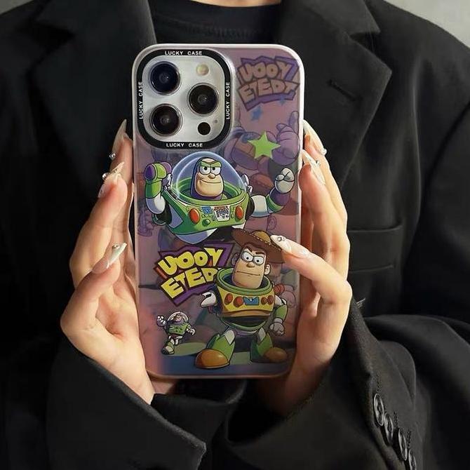 boiekeeke12 - new space edition casing pelindung handphone   hologram buzz lightyear woody ip 15 pro
