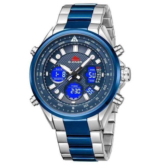 Cloknlok- Dziner Jam Tangan Pria Double Time 8338 Rantai Stainless Steel Water Resistant 3 Atm Kaca 