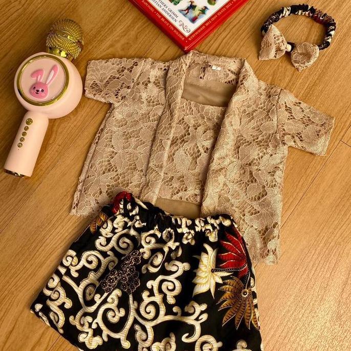 Kebaya Bayi New Born 0 bulan - 5 Tahun FREE BANDO Stelan Kebaya Bayi dan Anak Span Pendek Furing Keb