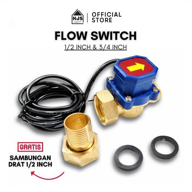 [HJS] WATER FLOW SWITCH 3/4" X 1/2" SENSOR / SAKLAR OTOMATIS POMPA BOOSTER 300 VOLT ORIGINAL DAN TER