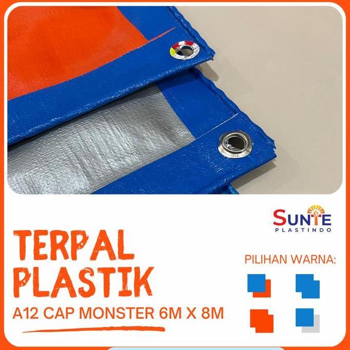 TERMURAH - TERPAL PLASTIK A12 CAP MONSTER UKURAN 6m x 8m