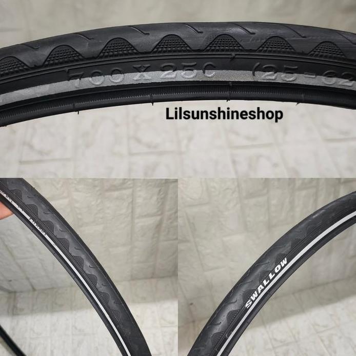 Ban Luar 700 x 25c Swallow Deli Tire 700x25c REFLECTOR Hitam Garis Menyala Sepeda Roadbike Fixie 700