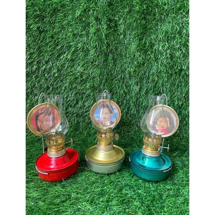 Ready [1pcs] Damar Lampu Teplok Ublik Kaca Kaleng Lampu Semprong Minyak Tanah Kuno Jadul Antik