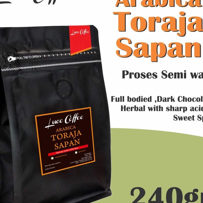 Luce Coffee, Kopi Arabica Toraja Sapan 240G - Biji Atau Bubuk