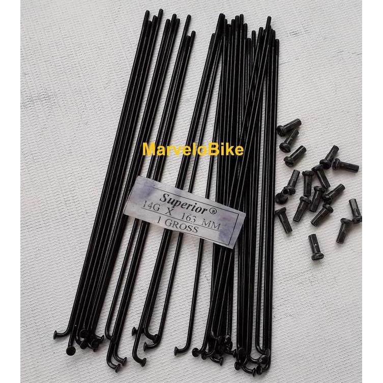Spoke Jari Jari Sepeda 18 Hitam 14G x 163mm