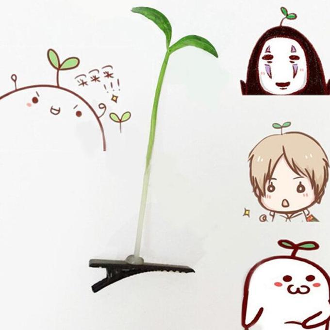 HPDA hairpin sepucuk daun tunas tauge sporut hick jepit rambut cosplay