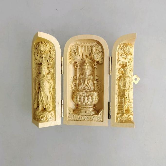 =====] patung rupang dewa kayu lipat 3 in 1 Dewi Kwan Im guanyin Kwan Kong Wei Tuo fengshui hoki iml