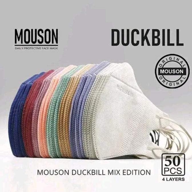 Masker Duckbill Mouson Mix Warna Isi 50 Pcs / Box | Masker Duckbill Warna 4 Ply