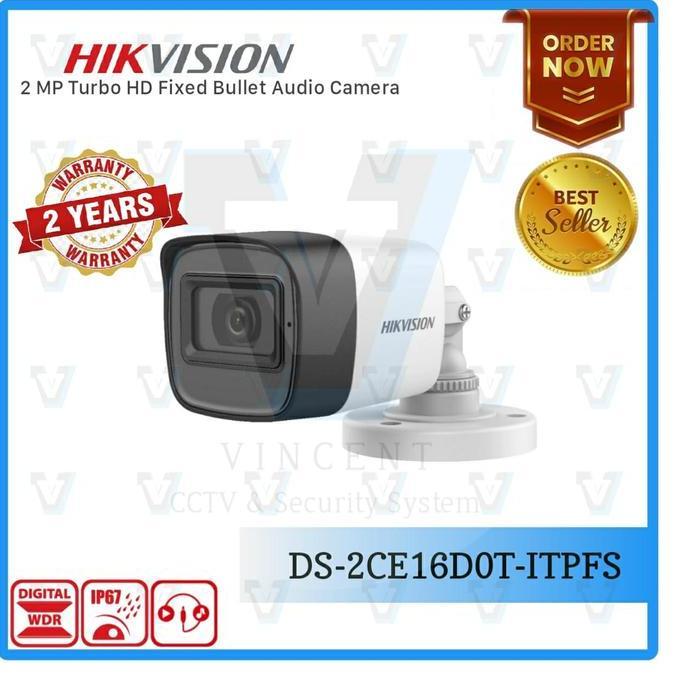 DS-2CE16D0T-ITPFS CCTV Hikvision outdoor 2MP built in Audio