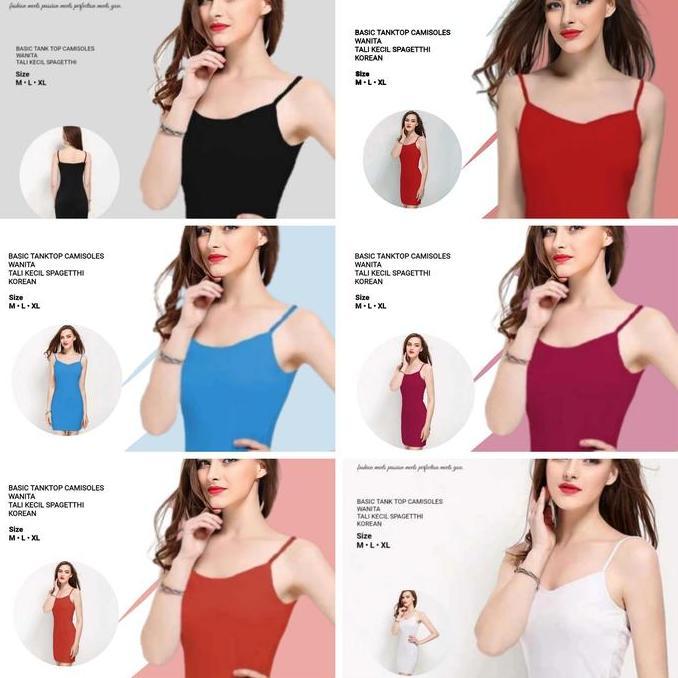 Tanktop Tangtop Camisoles Kamisol Singlet Tali Kecil Wanita Panjang HS