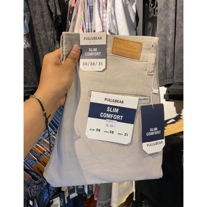 Celana Chinos Panjang Pria Slimfit Pull And Bear Original LL