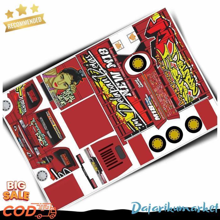 Pola Stiker Miniatur Truk Oleng Panjang 30Cm