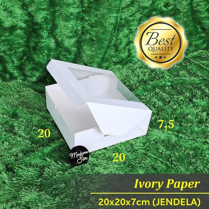 Promo BOX IVORY - KOTAK NASI - DUS KUE - KOTAK CAKE 20x20x7 (JENDELA) Diskon
