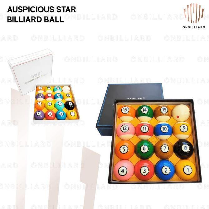 HARGA DISC - AUSPICIOUS STAR Billiard Ball Set TV Pro Cup 57.2mm Black White Bola Billiard DOT AUSPI
