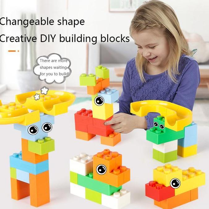 Modello- Yunleotoys Marble Race Run 168Pcs Bulding Blocks  Plastik  Balok Susun Track Slide Ball / V