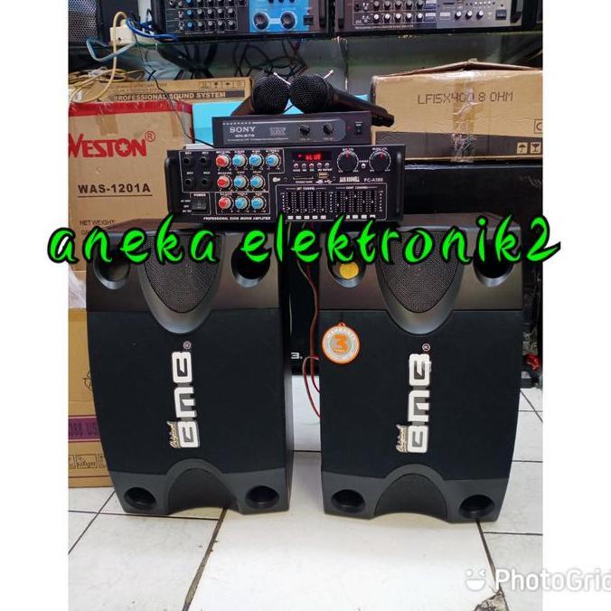 Paket Karaoke Sound System Speaker Bmb 8" + Amplifier Dan Mic Wireless
