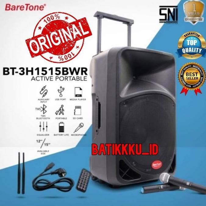TERLARIS [ORINAL ] SPEAKER AKTIF PORTABLE BARETONE BT3H 1515BWR ORINAL 15 INCH BT 3H1515BWR BT35H151