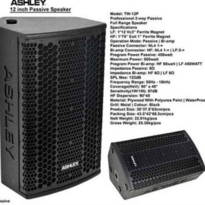 TERLARIS SPEAKER PASIF ASHLEY TW 12P TW12P TW12 P 12INCH ORINAL
