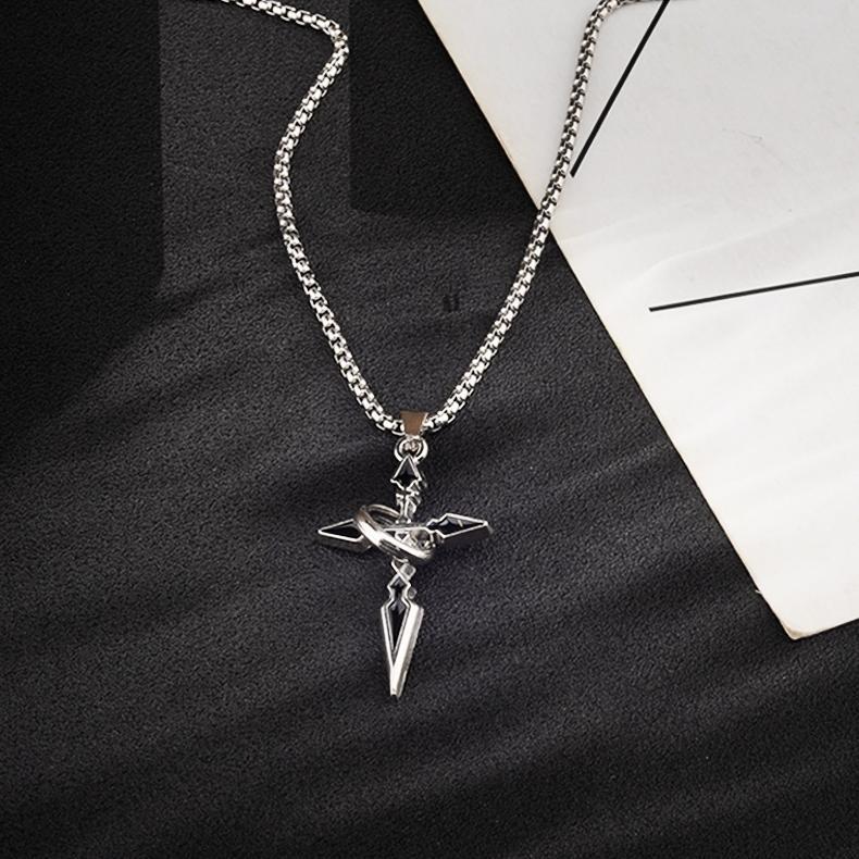 OFFICIAL AURAVIBE-KALUNG RING TITANIUM UNISEX, MODEL SALIB ANIME TRENDY - COCOK UNTUK SEHARI-HARI