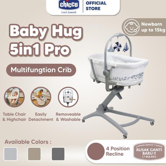 TERLARIS CHICCO BABY HUG 5 IN 1 PRO / BABY CRIB / TEMPAT TIDUR BAYI MULTIFUNGSI KURSI ANAK / TEMPAT 