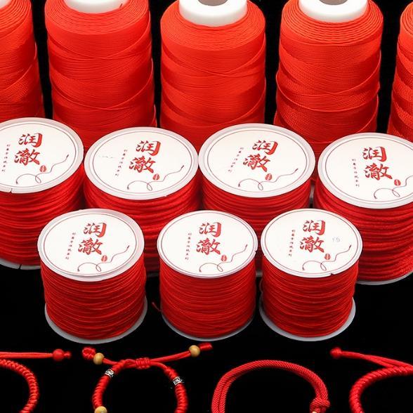 1RollTali Nilon Untuk Membuat Perhiasan - Tali Kepang Merah Untuk Gelang, Kalung, Kerajinan Diy, Sim
