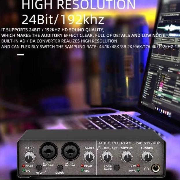 Q24 SoundCard Audio Interface Recording Preamp USB Music & Alat Gitar Elektrik Piano dsb sound card