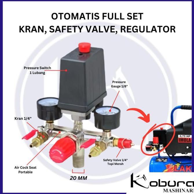 Otomatis Kompresor Set .Kran & Safety Valve & Regulator & Man