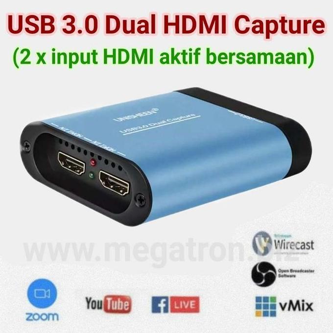 2 x HDMI input USB 3.0 Video Capture Streaming support vMix OBS