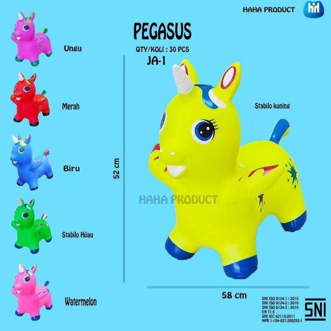 NEW KUDA PONI PEGASUS KUDA-KUDAAN KARET - ANIMAL JUMPING SUARA DAN LAMPU ORI