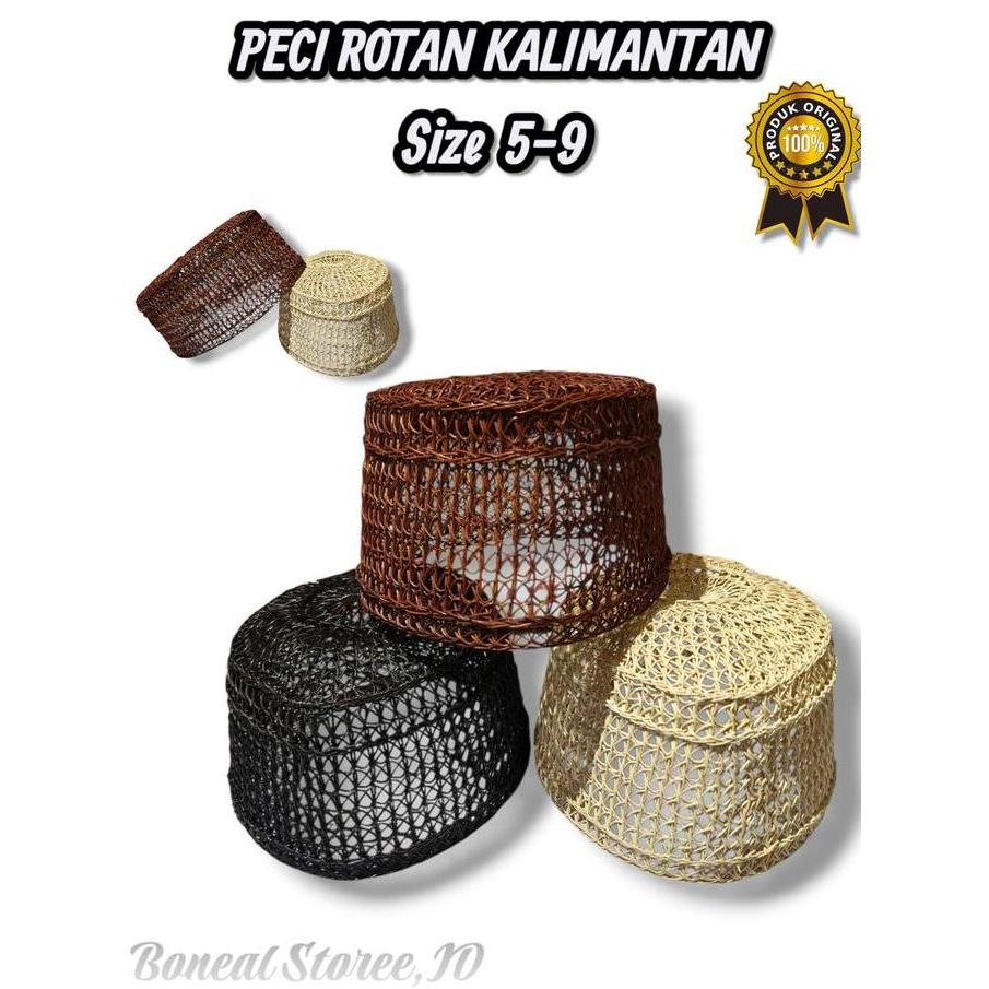 Peci Rotan Kalimantan / Peci Songkok Akar Rotan / Free Packing Kardus Rotan