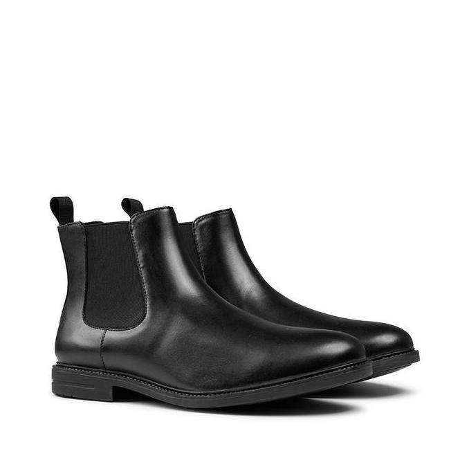 Prabu - Aksa Black Sepatu Kulit Chelsea Boots Pria - Hitam Shoes