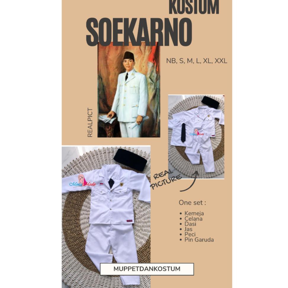 Best Seller Kostum Soekarno/Kostum Soekarno Anak/Kostum Pahlawan Bayi/Kostum Pahlawan Anak/Kostum Ke