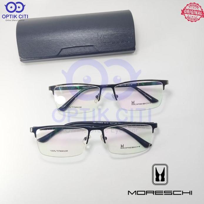 Kacamata Pria Titanium Half Frame Moreschi M 4108 Ringan Original