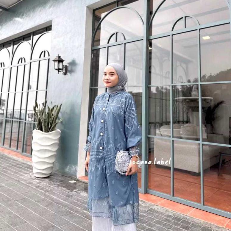 Limited Aluna Long Tunik Busui Friendly Tunik Brokat-Atasan Wanita Kekinian