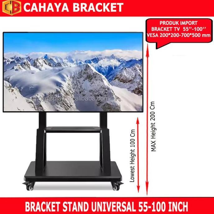 TERLARIS BRACKET STANDING TV 55-85 INCH STAND DENGAN RODA BRACKET TV MEJA TV