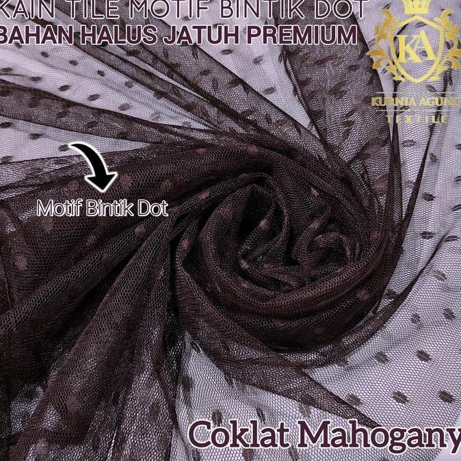 Kain Tile Dot Bahan Tille Bintik Halus Meteran Warna COKLAT MAHOGANY Premium Harga Grosir Murah