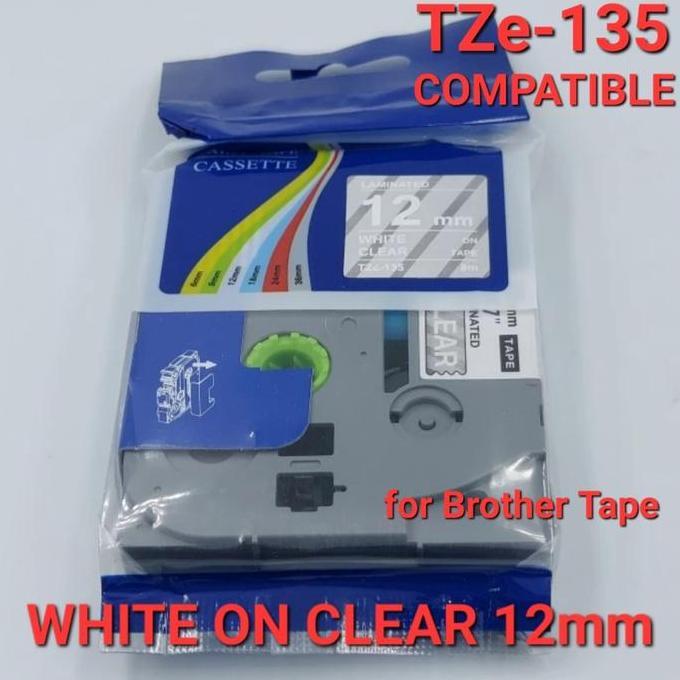 TZe-135 Compatible Label Tape Brother White On Clear 12mm