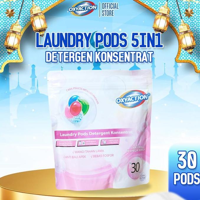 NEW OXYACTION Deterjen Laundry Pods 5in1 Aroma Bunga Jeruk Pouch 30 Pcs Detergent Kapsul Pembersih B