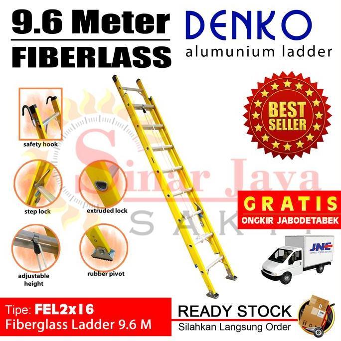 lukosiman78 - tangga fiberglass 9.6 meter denko fel2x16 9,6 m tangga lipat pln