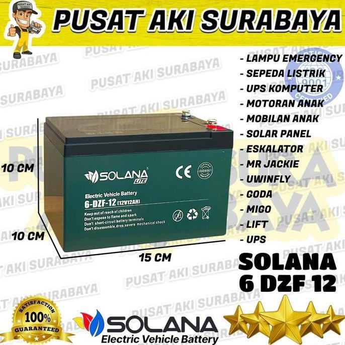 Promo AKI SEPEDA LISTRIK SOLANA 6DZF12 KAYABA 6DZF14 ANTELOPE U-WINFLY SUNRICE EXOTIC SOLANA 12V 12A