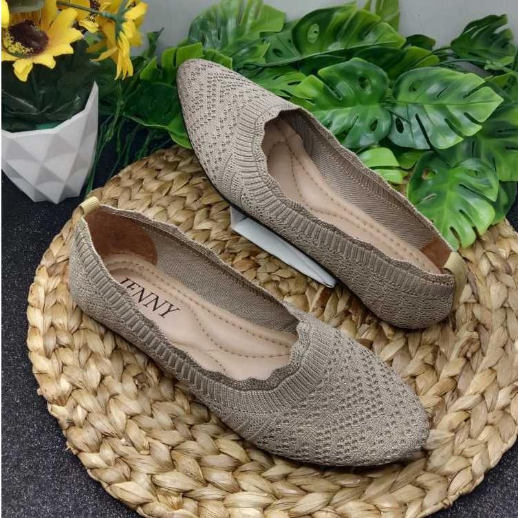 HOT ITEM Sepatu Wanita Flatshoes Balet Rajut Import Premium casual Karet elastis - FF17