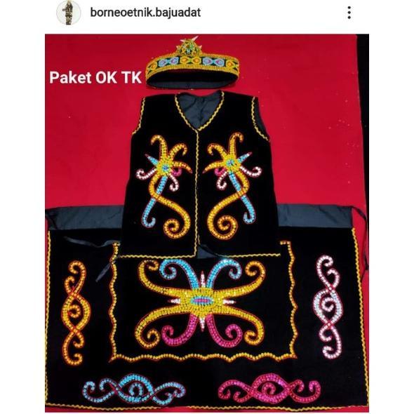 Best Seller 1 Set Kostum Dayak Anak Anak Kecil Cewek Perempuan Baju Dayak Adat Tradisional Baju Daya
