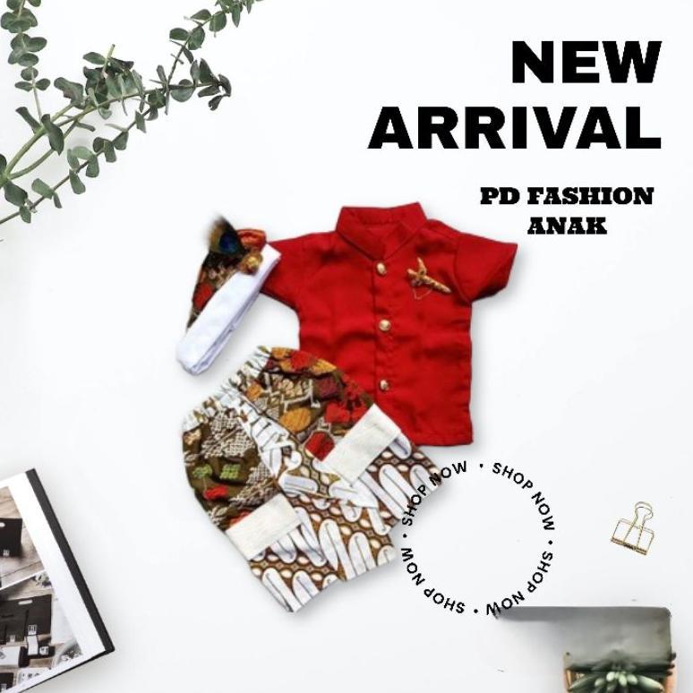 Best Seller Setelan Baju Adat Tradisional Anak Laki | Set Umur 3-9 Tahun ( Ples Udeng Atau Blangkon 